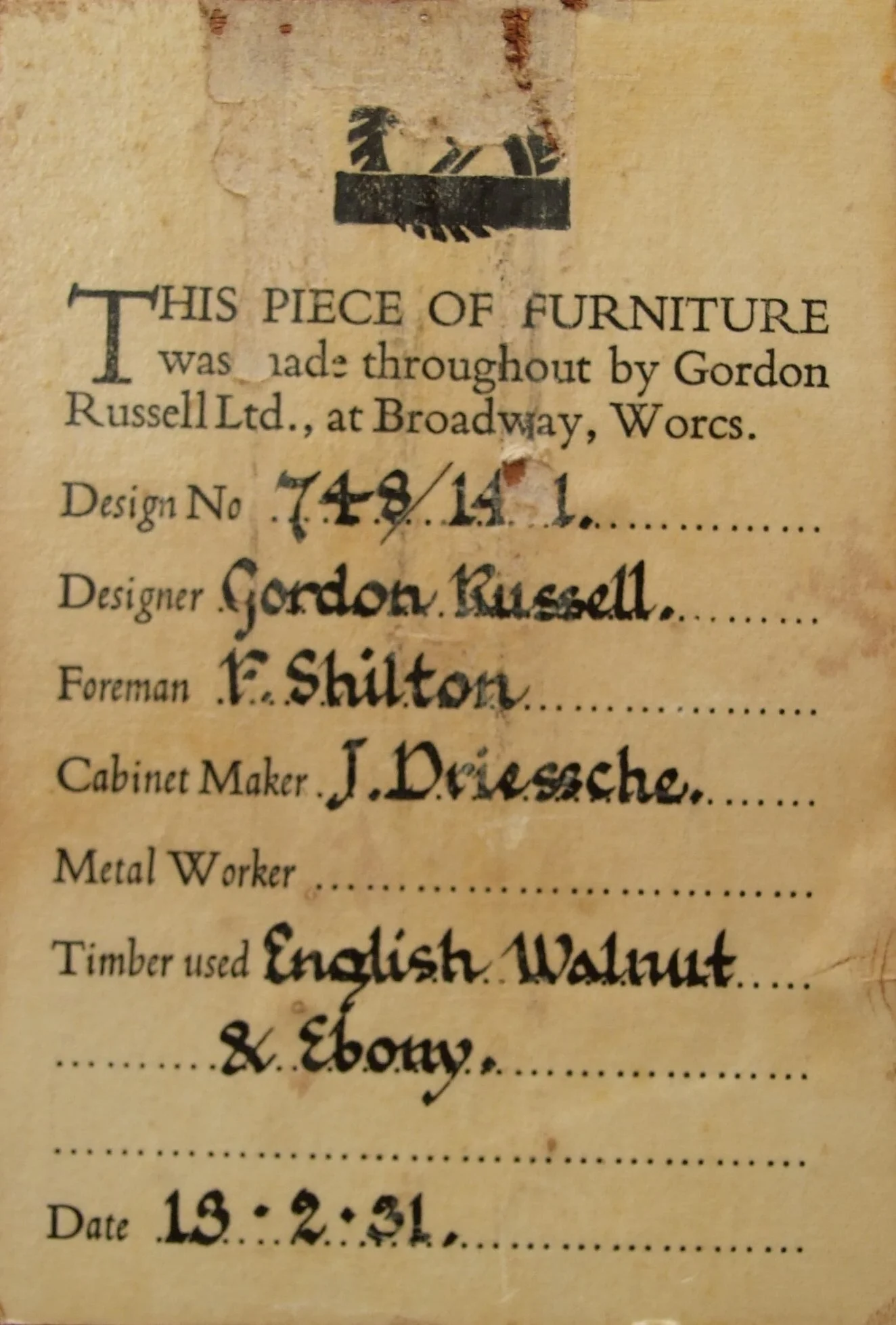 GORDON RUSSELL DESK — PATCH ROGERS